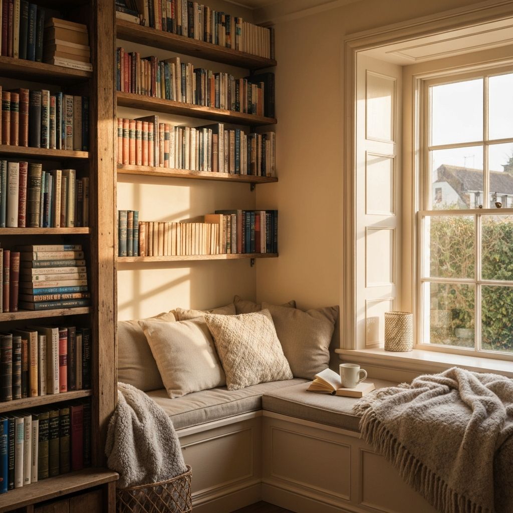 Cozy reading corner with natural light